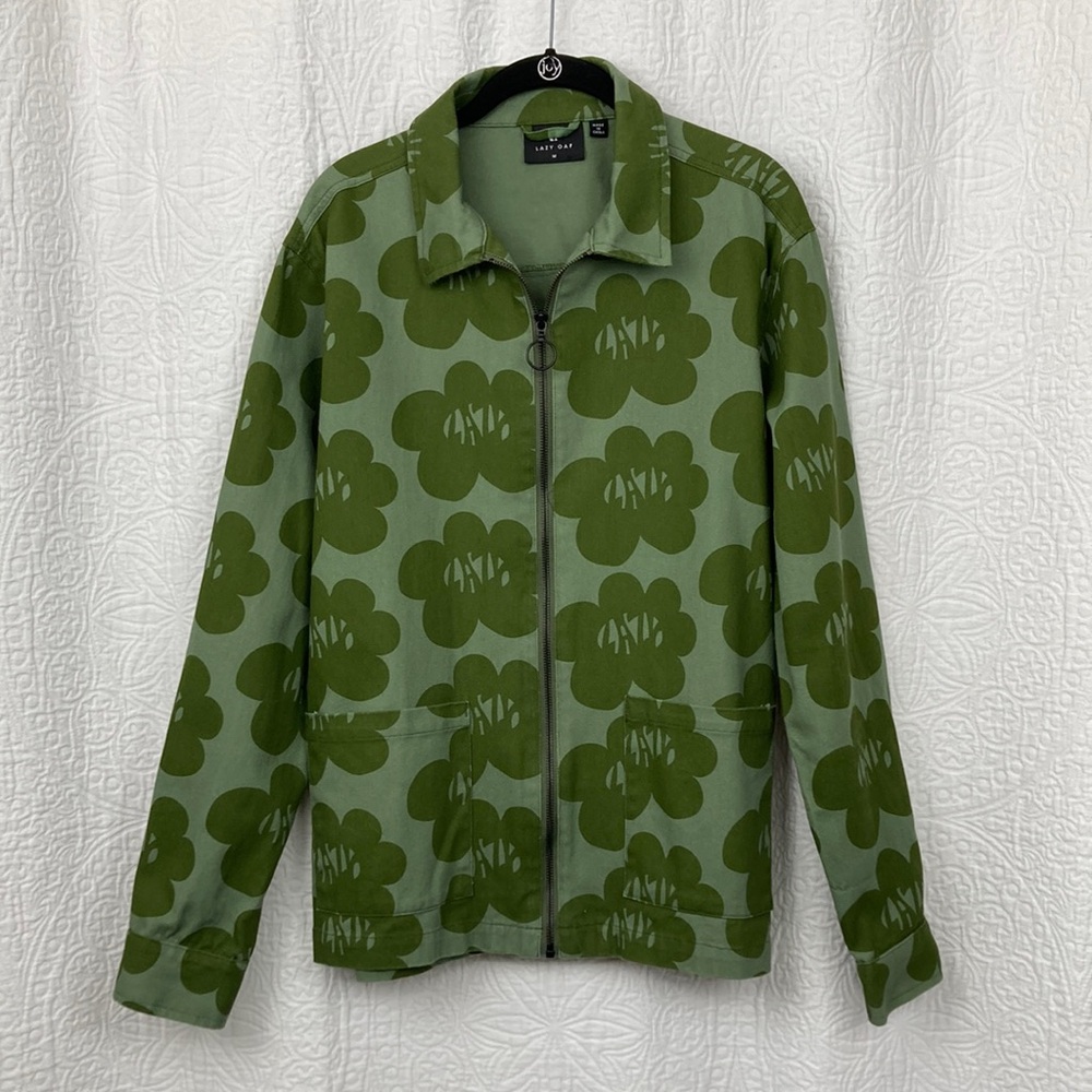 Lazy Oaf Men’s Lazy Flowers Olive Jacket sz Medium